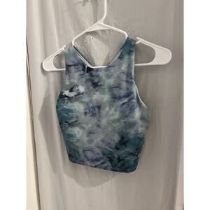 Athleta Conscious Crop Printed A-C Top Solarize Chrome Blue Women's SMALL